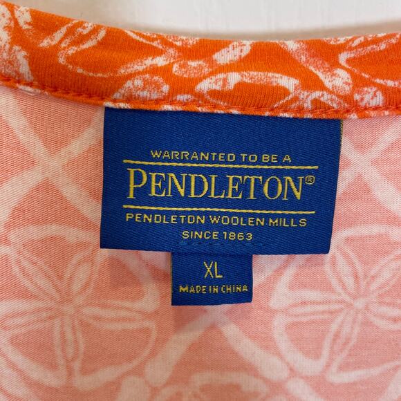 Pendleton Breezeway Faux Wrap Dress Jersey Sand Dollar Print Midi Modest XL - Picture 2 of 7